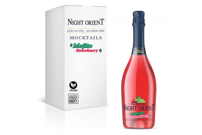 Night Orient Mojito Strawberry 0,75L - Nealkoholický vegan šumivý koktail 0,0% alk.