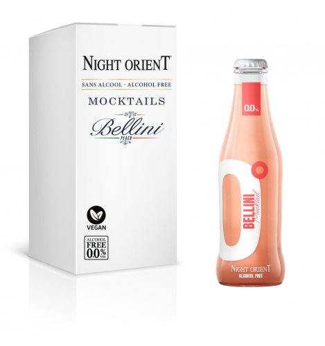 Night Orient Bellini 0,20L - Nealkoholický vegan šumivý koktail 0,0% alk.